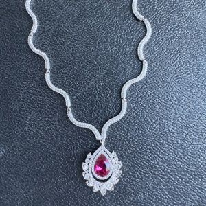 Ruby and White Crystal Necklace